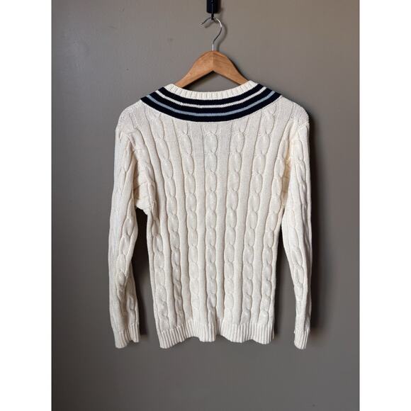 Polo Ralph Lauren Cricket Cable Knit Sweater Women's M Old Money Preppy Ivory - Picture 3 of 9